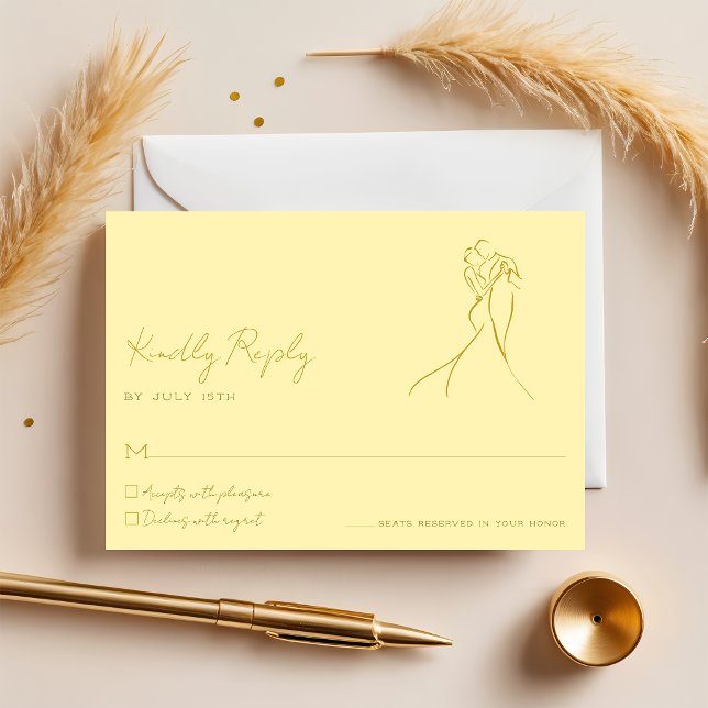 Lovely Modern Script Butter Yellow Wedding RSVP (Criador carregado)