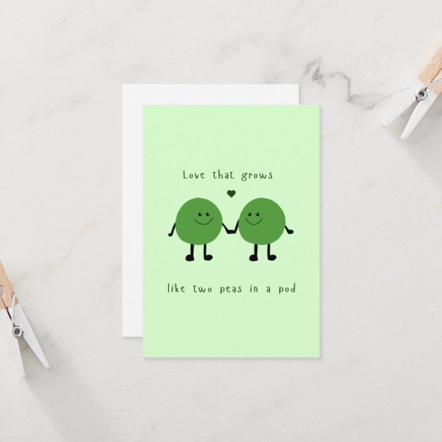 Lover Card Peas - cute two peas in a pod (Frente/Verso In Situ)