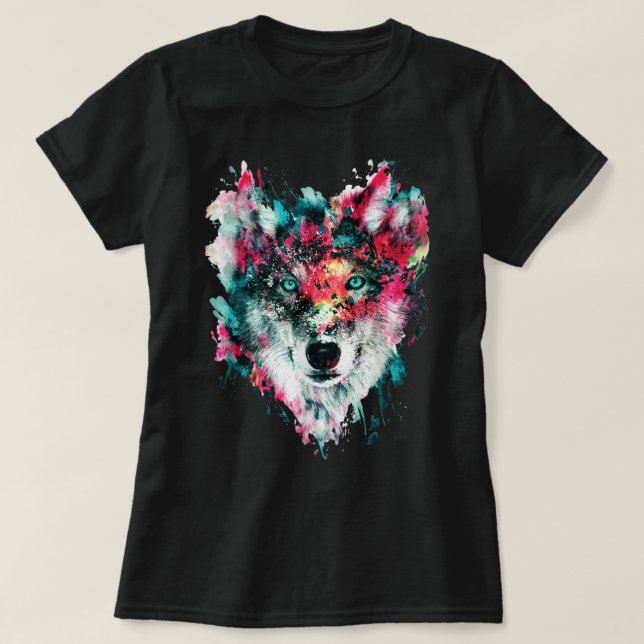 Loves Wolves wolf Face, T-Shirt (Frente do Design)