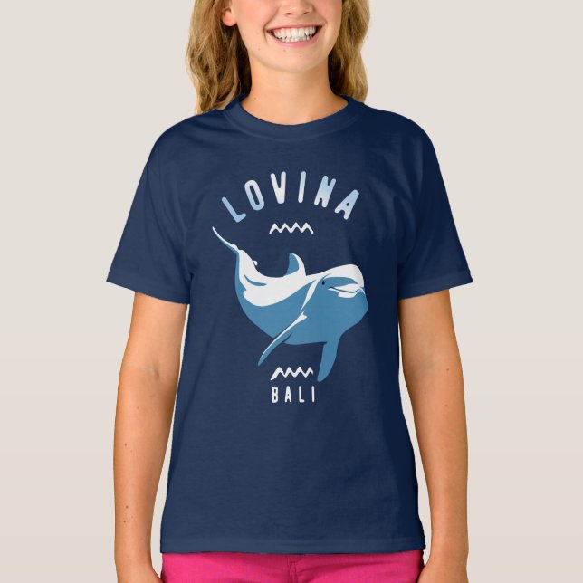 Lovina Bali - Nadando com o T-Shirt dos Golfinhos (Frente)