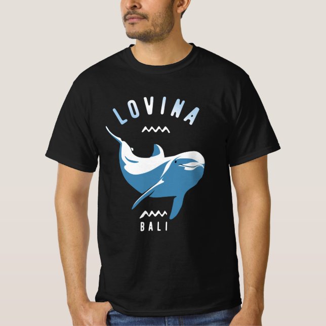 Lovina Bali - Nadando com o T-Shirt dos Golfinhos (Frente)