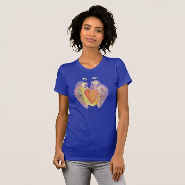 Loving Kind Guardian Angels Art T-Shirts de mulher (Frente Completa)