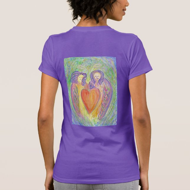 Loving Kind Guardian Angels Art T-Shirts de mulher (Verso)
