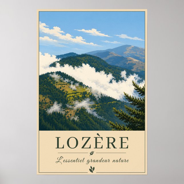 Lozère – Mountains Clouds – Vintage Travel Poster (Frente)
