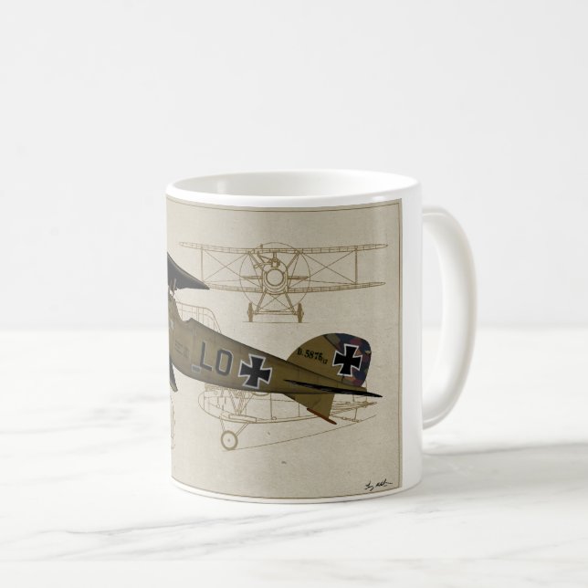 Lt de Albatros. Caneca de café de Von Hipple WWI (Frente Esquerda)