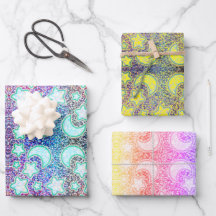 Lua Arco-Íris com Estrelas brilhantes Galáxicas