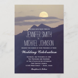 Lua cheia que aumenta sobre convites de casamento