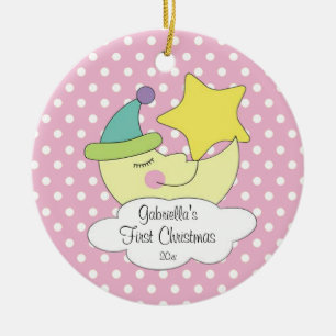 Lua cor-de-rosa dos primeiros enfeites de natal do