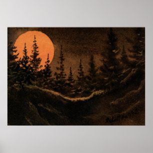 "Lua de Hunter - Luz" Poster de Paisagem Noturna