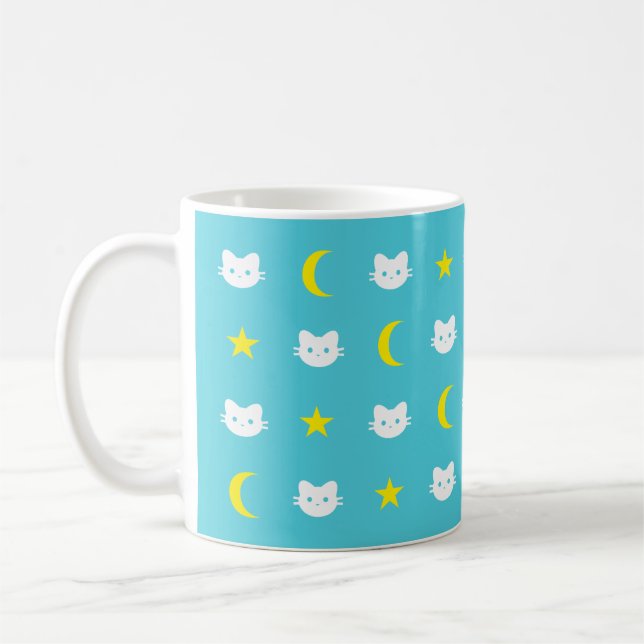 Lua do gato do gatinho e caneca das estrelas (Esquerda)