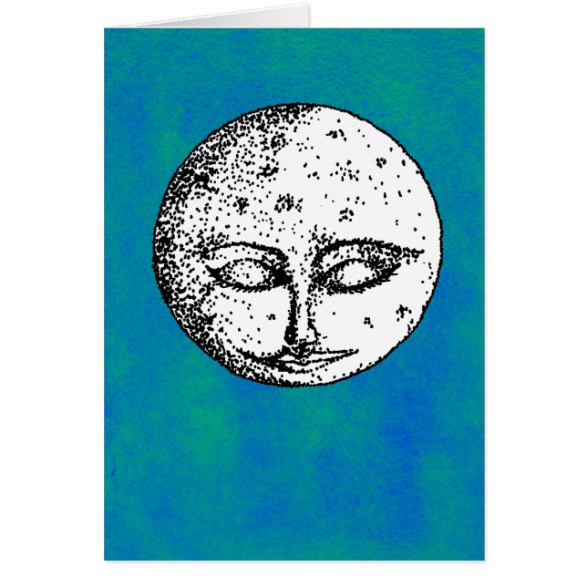 Lua do sono no cartão azul esverdeado (Frente)