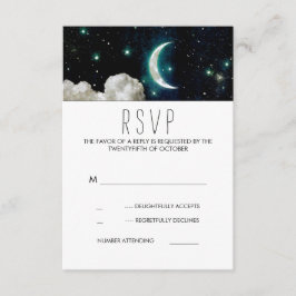 Lua e Estrelas Cartão RSVP de Casamento Romântico