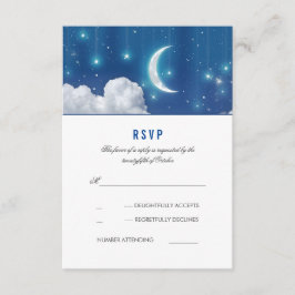 Lua e Estrelas Cartão RSVP de Casamento Romântico