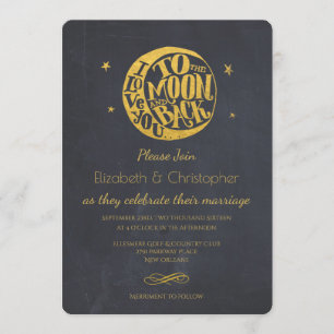 Lua e estrelas com Convite de casamento de Dizer R