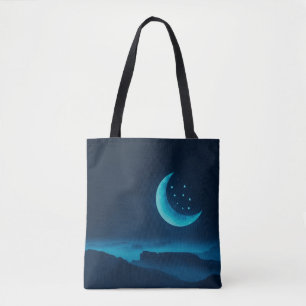 Lua e Montanhas do Quarto Azul Bolsa Tote