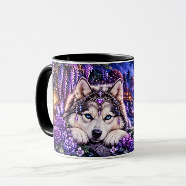 Lua Enfeitiçada – Caneca Husky Fantasia Gótica (Frente Esquerda)