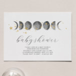 Lua Fases Douradas Estrelas Convite para Chá de fr<br><div class="desc">Um design de fase lua aquosa,  juntamente com estrelas de efeito ouro sobre o topo (note que estas são apenas efeito ouro,  e não folha de ouro/brilho). Perfeito para seu Chá de fraldas celestial!</div>