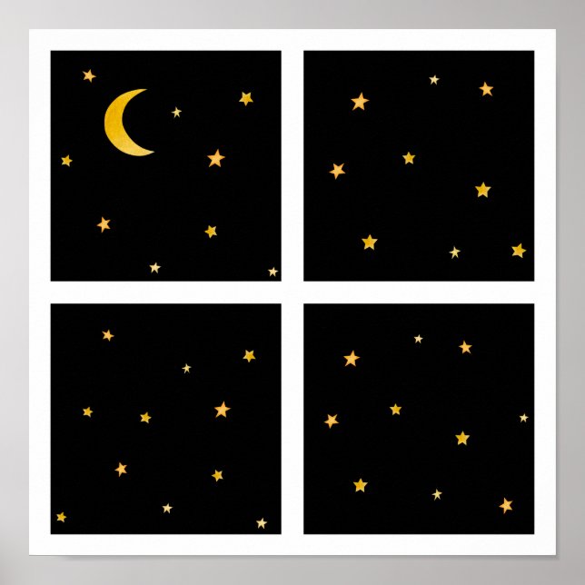 Lua Mágica E Estrelas Poster de Sono Noturno (Frente)