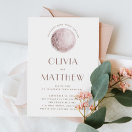 Lua Mística | Convite de Casamento Celestial Rosa