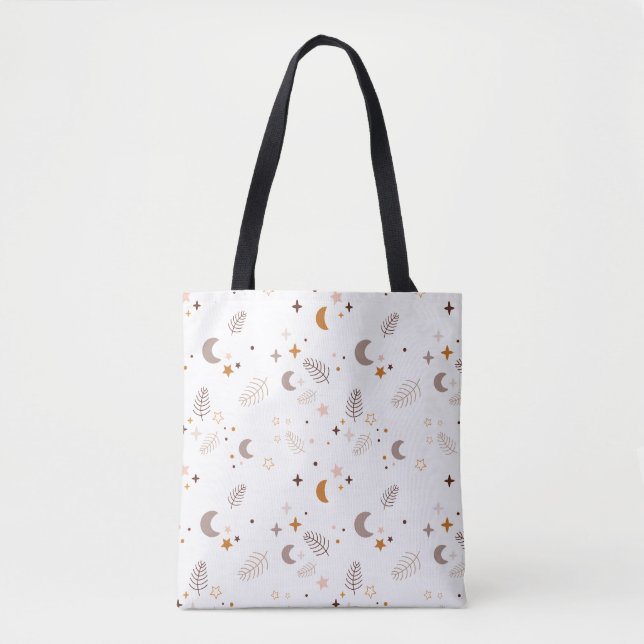 Lua Mística e Estrelas Tote Bag - Celestial Boho (Frente)