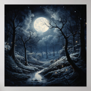 Lua na Poster da Noite do Céu - Impressão Arte Lun