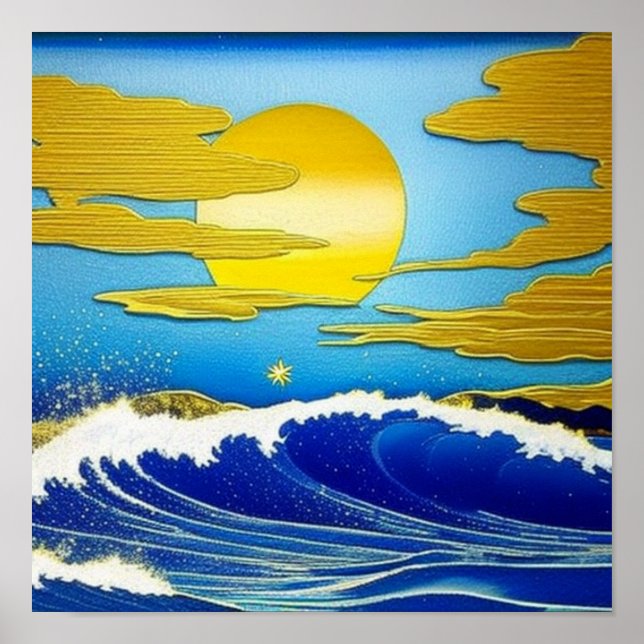 Lua ouro no mar Poster (Frente)
