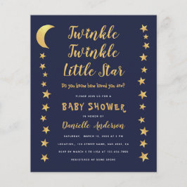 Lua Stars Azul Dourado Chá de fraldas de Orçamento