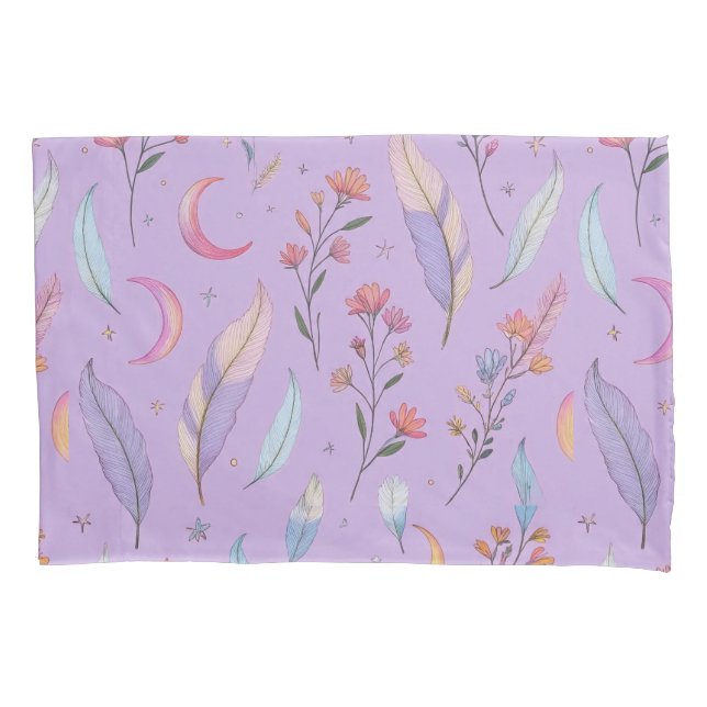 Luas, Flores e Penas Pastel Roxo (Frente)