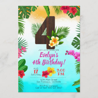 Luau Aniversário, Convite para Festa de Luau 4º An