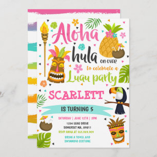 Luau Birthday - Convite para o Partido Luau Havaia
