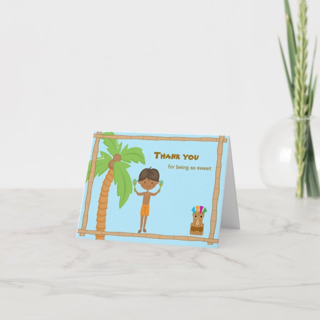 Luau Boy com Cartões de agradecimentos de cabelo e (Frente)