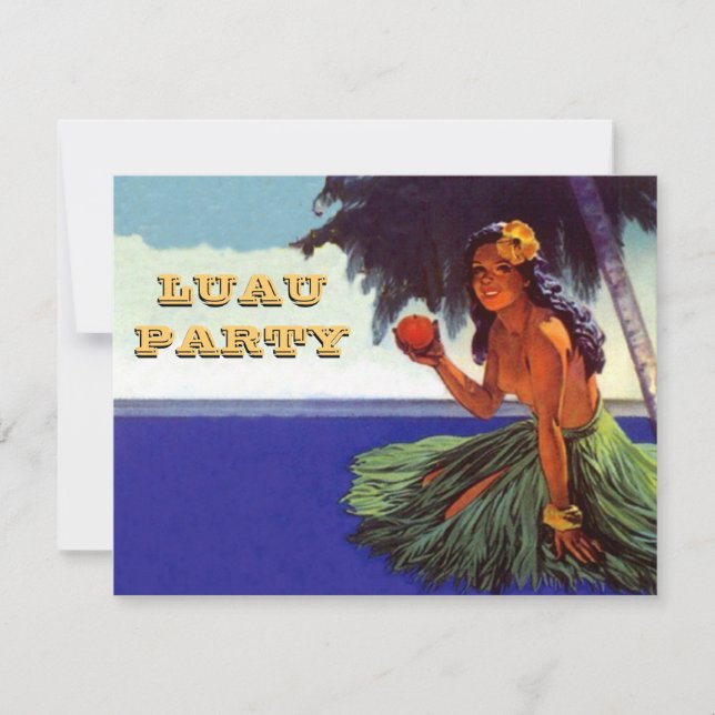 LUAU HULA DANCE CONVITE DE FESTAS ~EZ PARA PERSONA (Frente)
