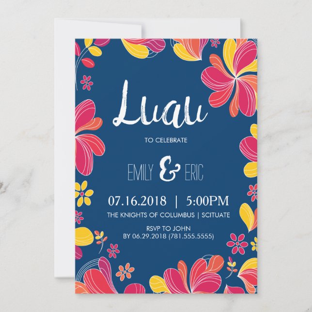 Luau Invite - Convite de festas tropical havaiano (Frente)