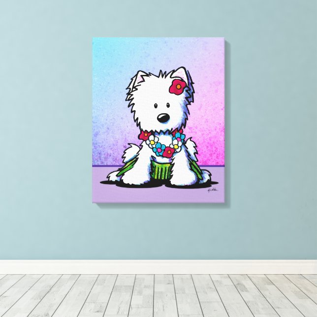 Luau Westie Terrier Dog Canvas (Insitu(piso de madeira))