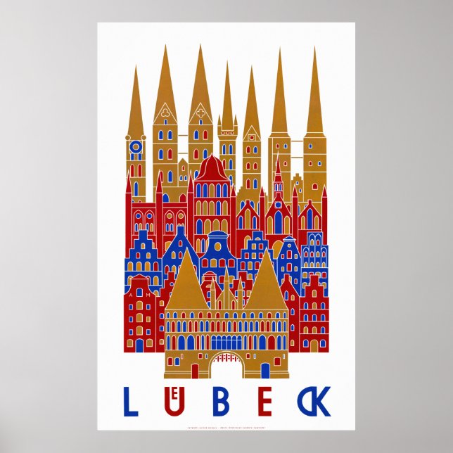 Lübeck Alemanha - Poster de Viagens vintage restau (Frente)