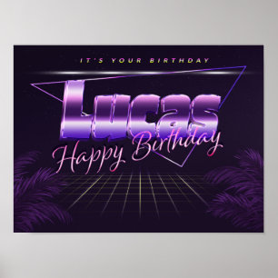 Lucas Name Vorname lila retro Poster Geburtstag