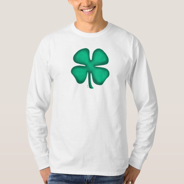 Lucky 4 camisa de manga branca e comprida de folhe (Frente)