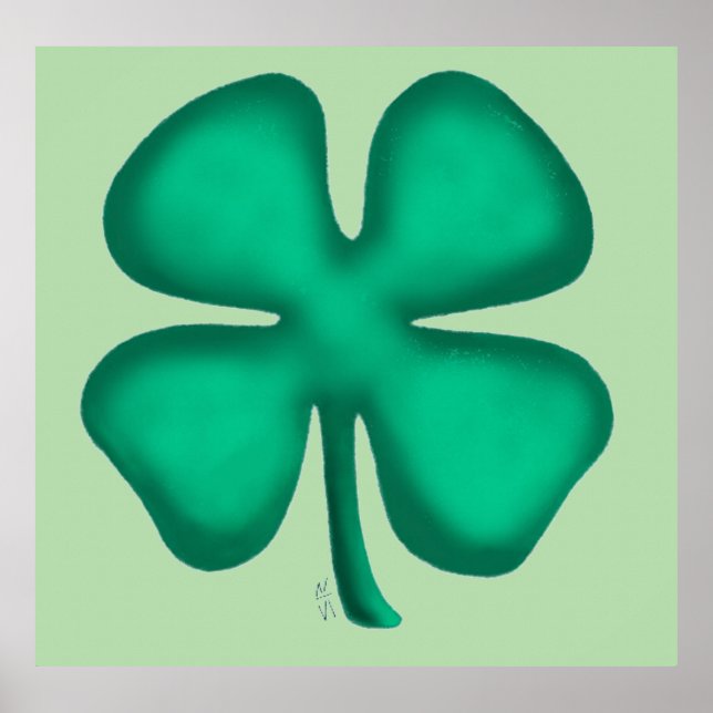 Lucky 4 Folha poster verde-mate-verde-Clover irlan (Frente)