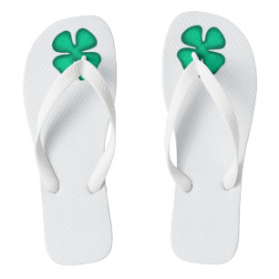 Lucky 4 Leaf Irish Clover chinelos brancos largos