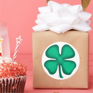 Lucky 4 Leaf Irish Clover grandes adesivos redondo