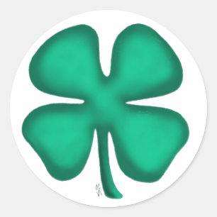 Lucky 4 Leaf Irish Clover grandes adesivos redondo
