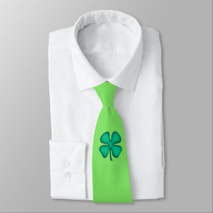 Lucky 4 Leaf Irish Clover muito verde gravata
