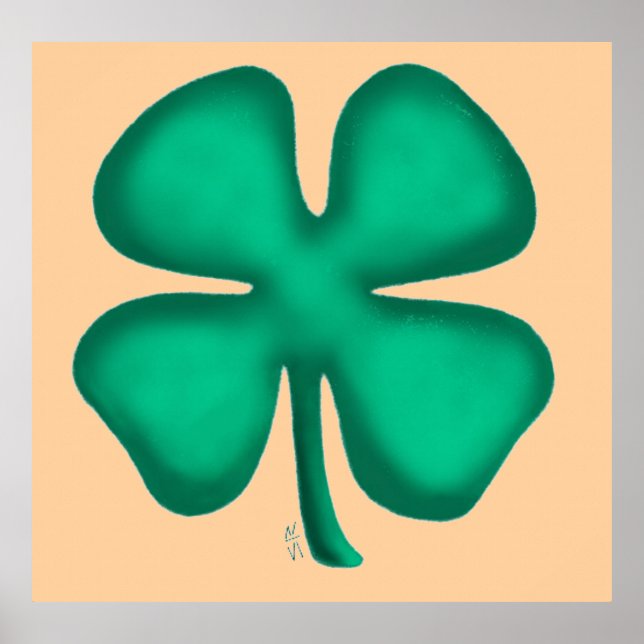 Lucky 4 Leaf Irish Clover tan matt poster (Frente)