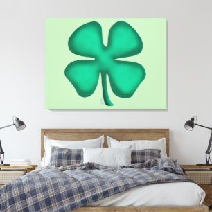 Lucky 4 Leaf trevo irlandês impressão em tela verd