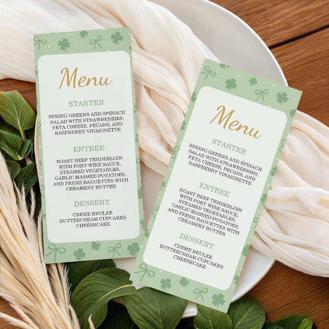 Lucky Charm Shamrock Baby Shower Menu (Criador carregado)