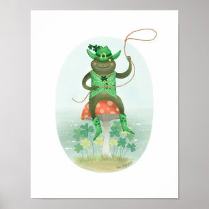 Lucky Cowboy Bullfrog Art Impressão