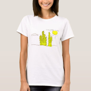 Lucky Golden Cactus Doodle Funky T-Shirt