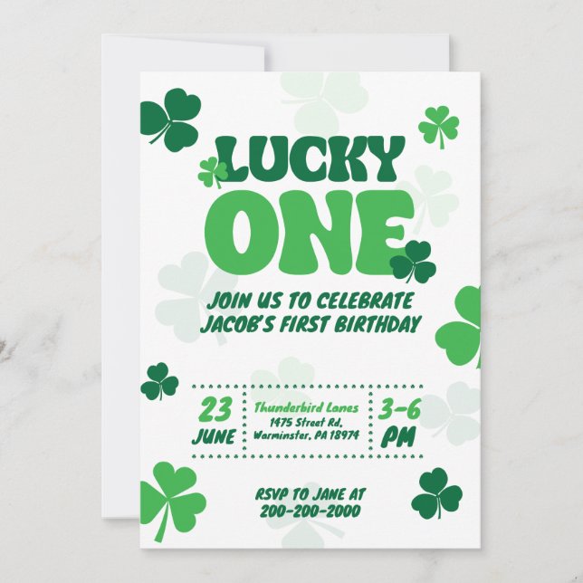 Lucky One - Primeiro Convite de Aniversário (Frente)