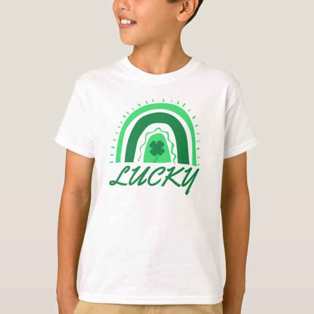 Lucky Shamrock Rainbow Rua T-Shirt de Patrick (Frente)
