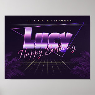 Lucy Nome Sobrenome lilás Poster de aniversário re